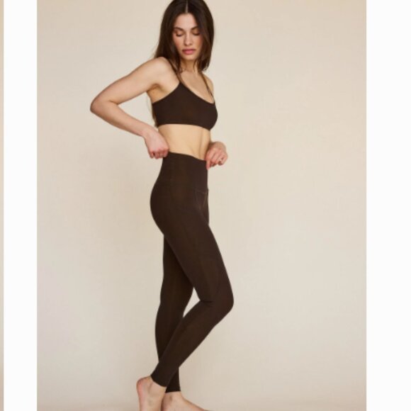Strut This Dallas Ankle Leggings High Rise Side Pockets Kona Brown Women Medium - Picture 1 of 14